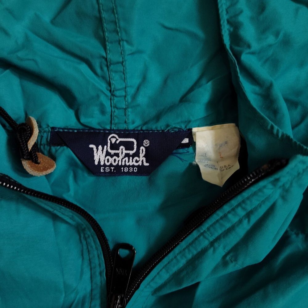 Woolrich Windbreaker Sz L Teal Long Sleeve Hooded Jacket - Picture 3 of 11